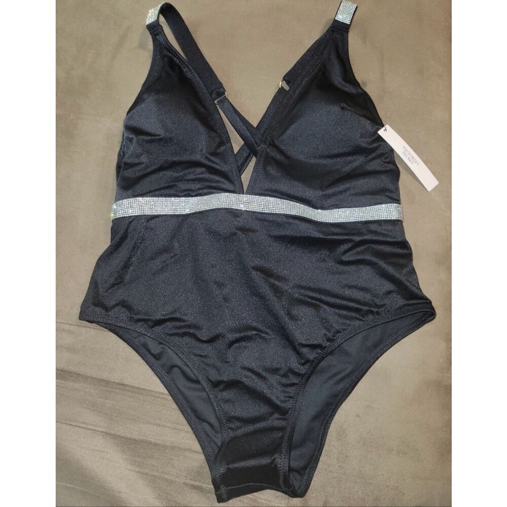 NWT Victoria Secret shine strap deep v cut one piece bathing suit size xxl